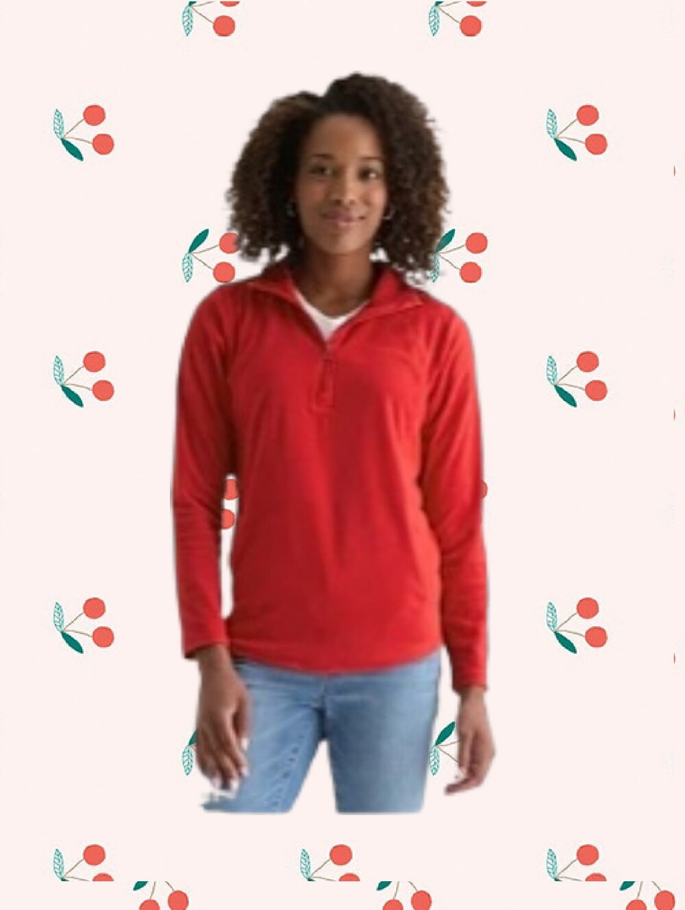 LIKE NEW Women's Red quarter-zip St. John's Bay fleece size Large